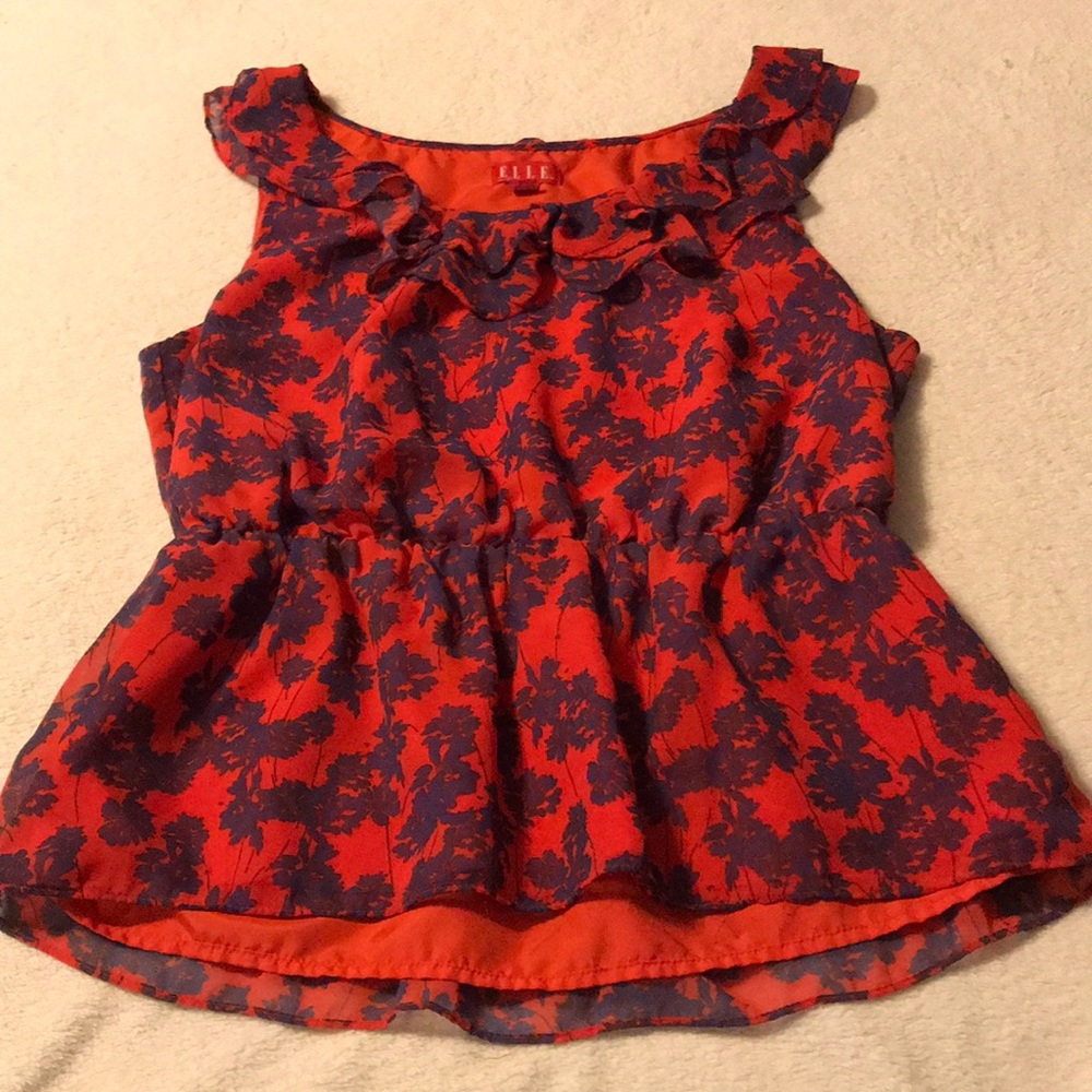 Gorgeous ruffle black/red dress top. Size L.